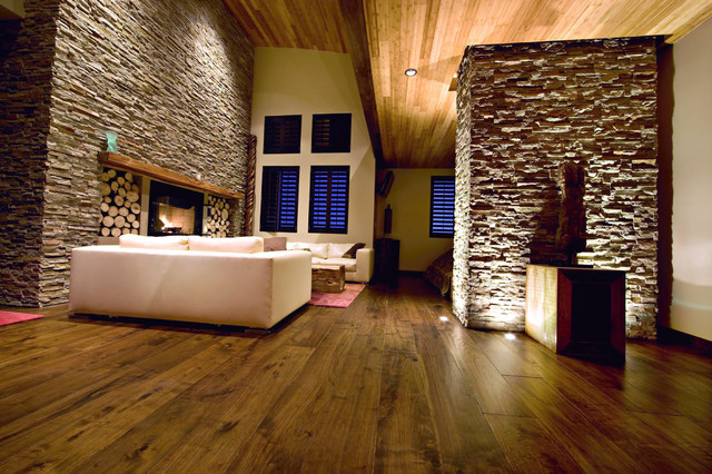 Dark dramatic hardwood floor in a Mercer Island living room